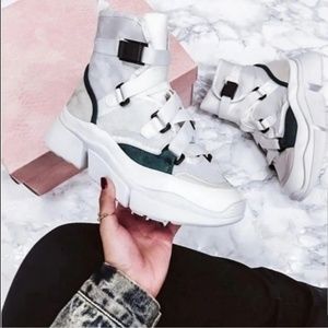 Cape Robbin White Sneakers with hint of Green